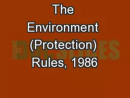 The Environment (Protection) Rules, 1986