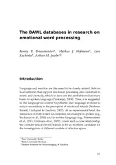 The BAWL databases in research on emotional word proce