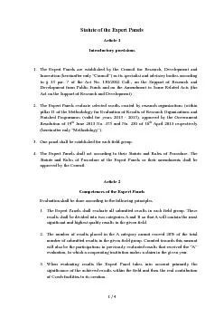 Statute of the Expert PanelsArticle 1 Introductory provisions1.T