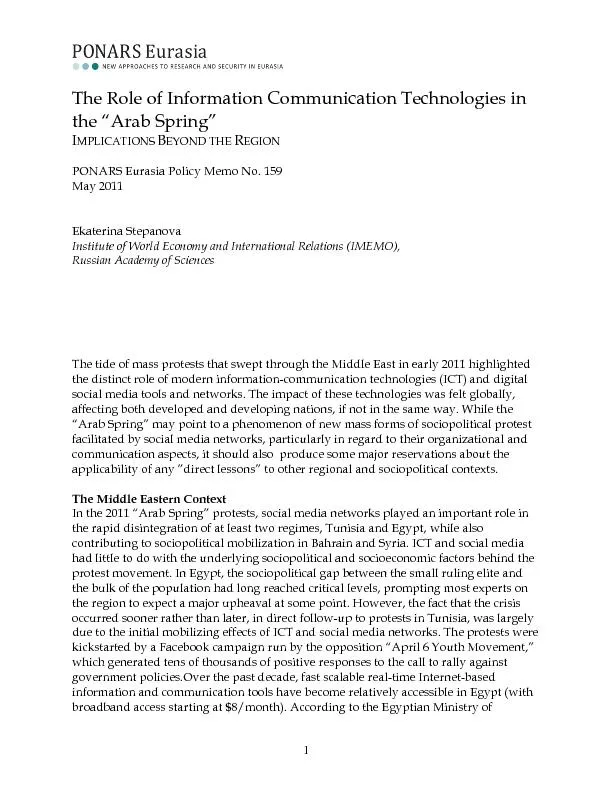 The Role of Information Communication Technologies in