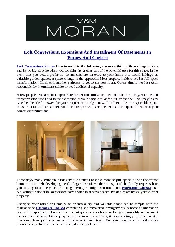 PDF-Loft Conversions, Extensions And Installment Of Basements In Putney And Chelsea