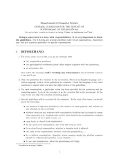Departement of Computer Science GENERAL GUIDELINES FOR