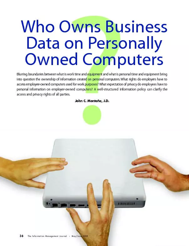 Who Owns BusinessData on PersonallyOwned ComputersBlurring boundaries