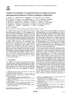 Ubiquityanddominanceofoxygenatedspeciesinorganicaerosolsin