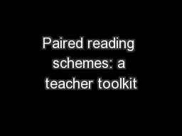 Paired reading schemes: a teacher toolkit