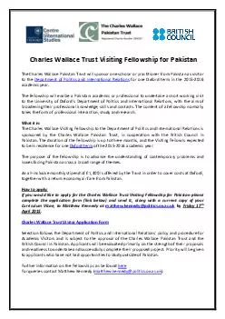 Charles Wallace Trust Visiting Fellowship for