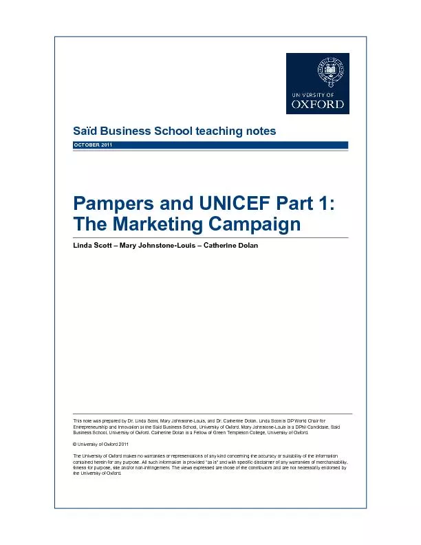 Pampers and UNICEF Teaching note