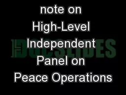 Information note on High-Level Independent Panel on Peace Operations