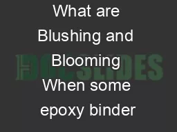 What are Blushing and Blooming When some epoxy binder