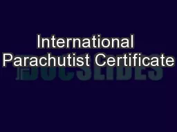 International Parachutist Certificate