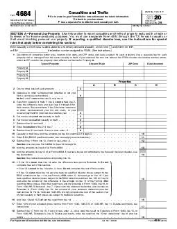 Form  Department of the Treasury Internal Revenue Service Casualties and Thefts Information about Form  and its separate instructions is at www