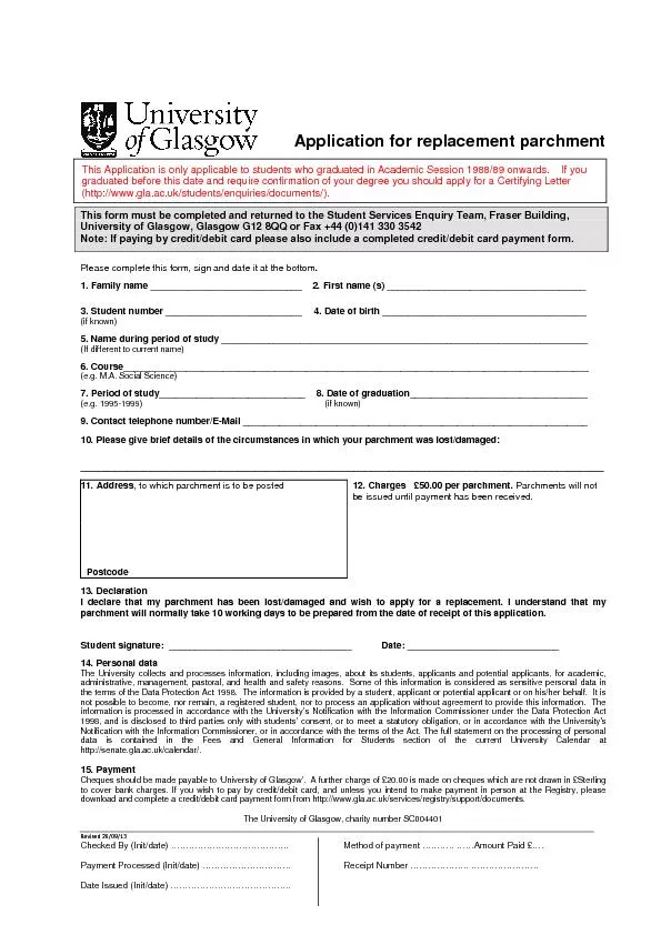 This form must be completed and returned to the Student Services Enqui