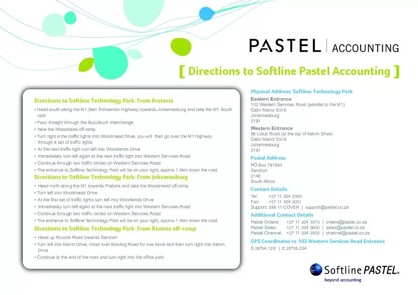 Directions to Softline Pastel Accounting