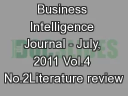 Business Intelligence Journal - July, 2011 Vol.4 No.2Literature review