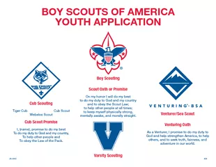 BOY SCOUT OF AMERIC OUTH APPLIC TION Cub Scouting Tige