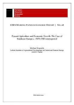 Peasant Agriculture and Economic Growth: The Case of
