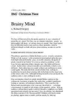 th November  Brainy Mind by Richard Gregory Department