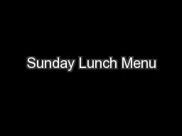 Sunday Lunch Menu