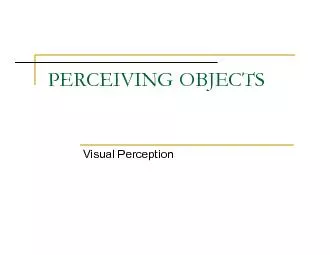 PERCEIVING OBJECTSVisual Perception