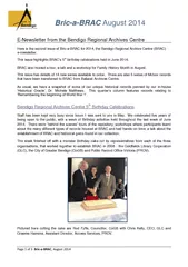 Page of  Bric BRAC  August  Newsletter from the Bendig