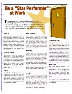 Be a ”Star Performer”