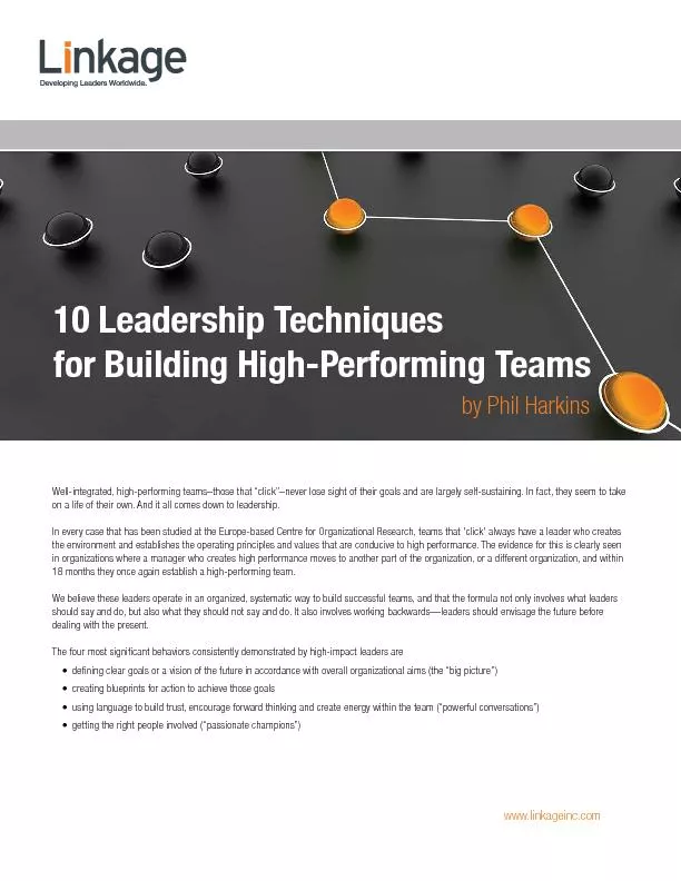 10 Leadership Techniquesfor Building High-Performing Teamswww.linkagei