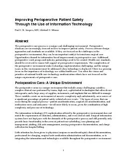 Through the Use of Information Technology The perioperative care proce