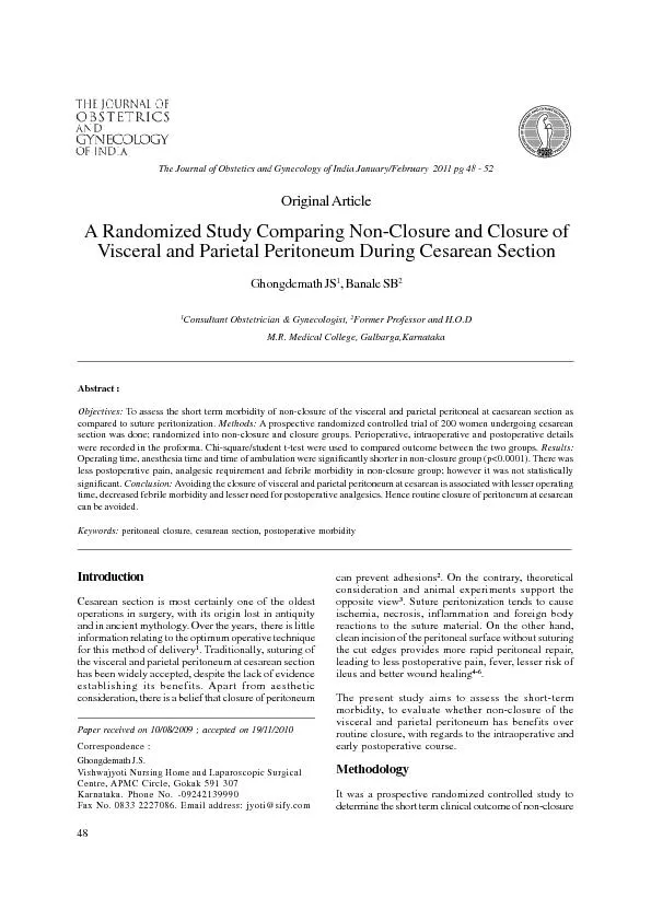 Visceral and Parietal Peritoneum During Cesarean Section