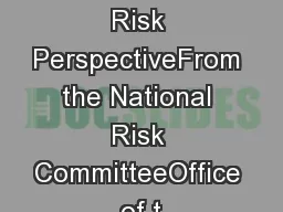 Semiannual Risk PerspectiveFrom the National Risk CommitteeOffice of t
