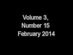 Volume 3, Number 15 February 2014