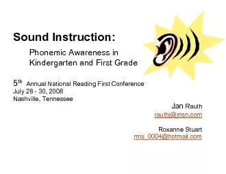 Sound Instruction: Phonemic Awareness in Kindergarten and First Grade