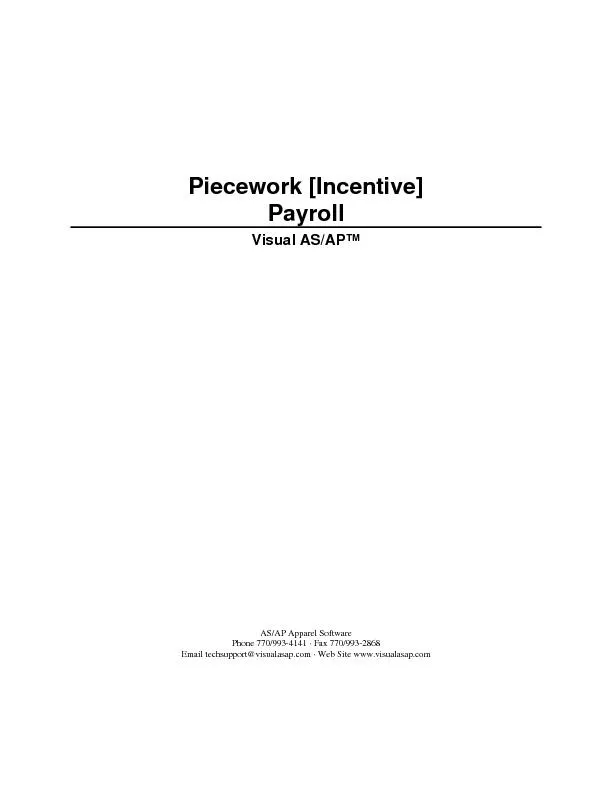 Piecework [Incentive] Payroll
