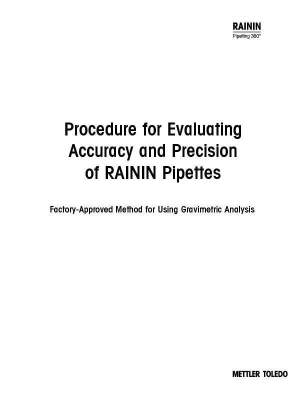 Procedure for Evaluating Accuracy and Precision of RAININ Pipettes
...