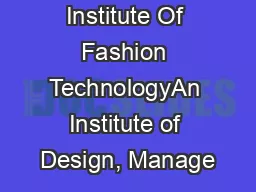 National Institute Of Fashion TechnologyAn Institute of Design, Manage