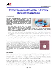 TECHNICAL BULLETIN Page  of  Thread Recommendations Fo