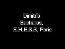 Dimitris Bacharas, E.H.E.S.S, Paris