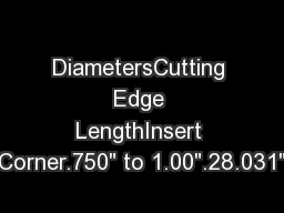 DiametersCutting Edge LengthInsert Corner.750