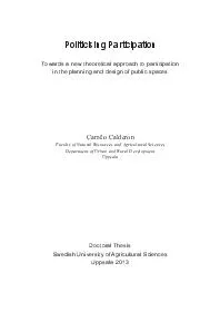 Towards a new theoretical approach to participation in the planning an