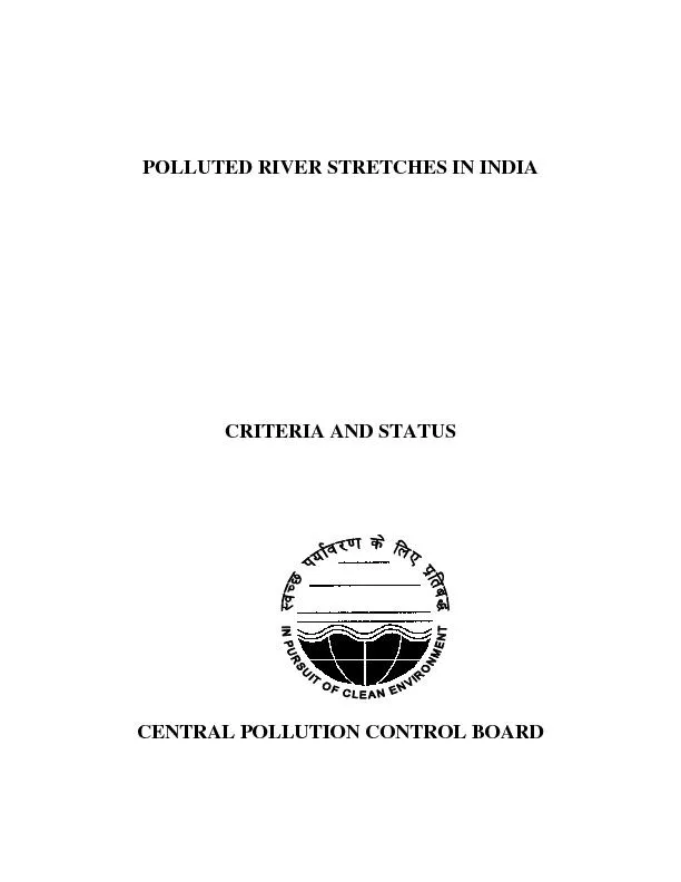 POLLUTED RIVER STRETCHES IN INDIA      CRITERIA AND STATUS