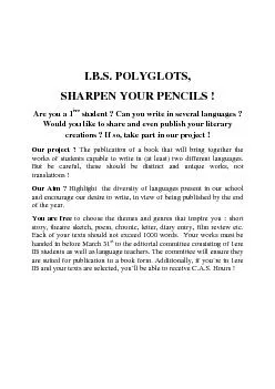 I.B.S. POLYGLOTS,       SHARPEN YOUR PENCILS ! Are you a 1