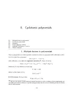 116Cyclotomicpolynomials[1.0.2]Remark:Anyk-linearmapTofak-algebraRtoit