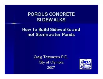 How to Build Sidewalks and How to Build Sidewalks and not Stormwater P