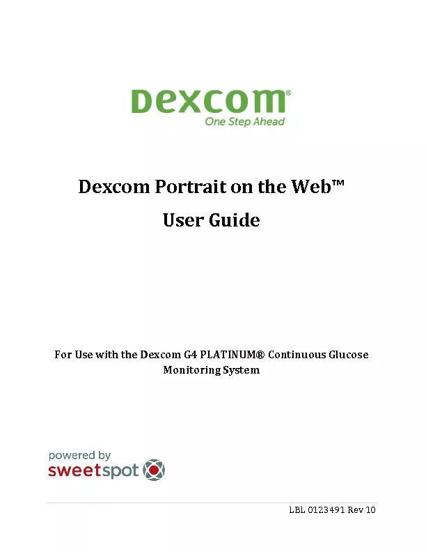 Dexcom Portrait on the Web™ UserGuideFor Use with the Dexcom G4 P