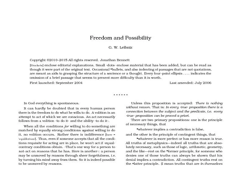 FreedomandPossibilityG.W.Leibniz