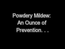 Powdery Mildew: An Ounce of Prevention. . .
