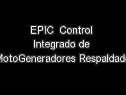 EPIC  Control Integrado de MotoGeneradores Respaldado