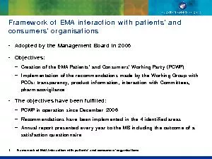 Framework of EMA interaction with patients’ and consumers’ o