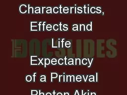 Characteristics, Effects and Life Expectancy of a Primeval Photon Akin
