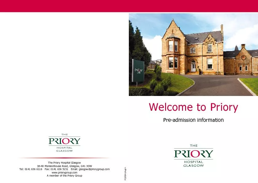 Welcome to PrioryPre-admission information