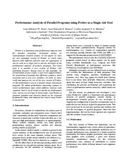 Pformance Analysis of Parael Prrams using Prober as a Single Aid Tl  L